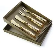 Toulouse Spreaders & Forks KP202 Cheese Spreader Appetizer Fork 4 Pc Set Gold