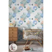 Tropical Abstraction removable wallpaper Watercolor wall mural colorful decor