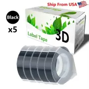 5-Black Roll Compatible for Dymo 3D Plastic Embossing Tape Xpress Label Maker
