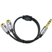 6.35 TRS Stereo to Dual 3.5 Female Cable TRS 1/4" to 3.5mm 1/8 Cable 0.5M
