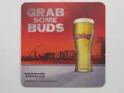 Beer Bar Coaster: BUDWEISER "Grab Some Buds" InBev United Kingdom ~ River Thames