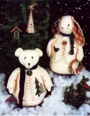 Mistletoe & Holly ~ Caught Up In Stitches ~ Polar Bear & Bunny 12" ~ Xmas Decor
