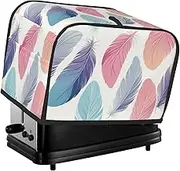 Colored Feathers Print 2 Slice Toaster Cover Fingerprint Bread Maker Protectors,Kitchen Small Appliance Dust Cover