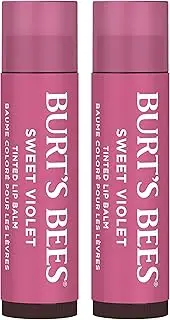 [Burt's Bees] Lip Tint Balm Stocking Stuffers Gifts, Long Lasting 2 in 1 Duo Tinted Balm Formula, Color Infused with Hydrating Shea Butter for a Natural Looking Buildable Finish, Sweet Violet (2-Pack)