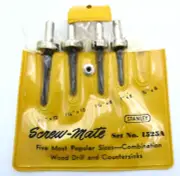 VTG Stanley 4pc Screw-Mate Drill & Countersink Set No.1525A (No 3/4x6") USA NOS