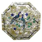24" Luxury MOP Side Coffee Table Top Multi Stone Inlay Art Housewarming Decor