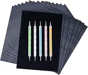 Maycoo 200 Sheets Carbon Paper Black Transfer Tracing Paper and 5 Pieces Ball Embossing Styluses for Wood, Paper, Canvas and Other Art Craft Surfaces Black