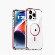 Transparent Magnetic Soft Phone Case for iPhone 15 14 Pro Max 15 Plus Color Frame Wireless Charge Cover,red,for iPhone 15 ProMAX