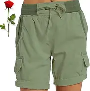 [IFFANY] Women's Casual Shorts, High Waist Women's Casual Loose Shorts, Spring Hiking Outdoor Casual Shorts, Outdoor Drawstring Shorts, Shorts Army Green