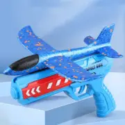 Airplane Launcher Toy Foam Plane Flying Glider Catapult Toy Kids Gifts Blue