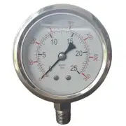 Chrome Oil Water Pressure Gauges | Max 350PSI Gauge | 1/4"BSP Steel Thread
