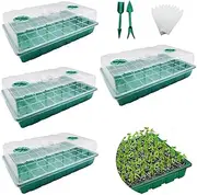 Taicols 4-Set Seed Starter Tray Kits with Dome and Base - 40-Cell Garden Plant Germination Trays, Seedling Tray, Cell Humidity Adjustable Seed Starting Kit,Greenhouse Germination Growth Tray