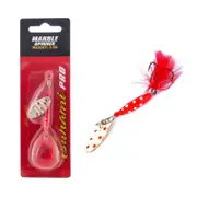 3.5gm Red & White Dot| Gold/Red Tsunami Marble Spinner Lure with Red Feather