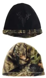 Hot Shot Reversible Black/Real Tree Camo Fleece Beanie, Youth One-Size 7-10