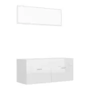 2 Piece Bathroom Furniture Set High Gloss White 100 Cm Chipboard