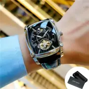 New Tonneau Moon Phase Automatic Watch for Men Luxury Tourbillon Skeleton Watch