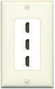 RiteAV 3 Port HD 2.0 Decorative Wall Plate 1 Gang [Light-Almond/White]