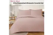 Morris Blush Ultrasonic Embossed Lightly Quilted Reversible Coverlet Set Queen