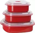 Calypso Basics by 6-Piece Microwave Cookware, Steamer and Storage Set, Red