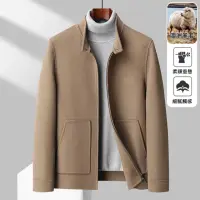 在飛比找momo購物網優惠-【米蘭精品】羊毛大衣毛呢外套(簡約立領保暖雙面呢男外套2色7