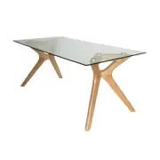 SK Designer Living | Murf Collection | Rectangular Glass Dining Table | Natural | 180cm