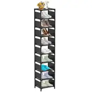 Vertical Shoe Rack, Tall Narrow Shoe Shelf Space Saving Shoe Organizer 10 Tiers