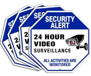 4 Pack 10x10Inch Security Camera Sign Video Surveillance Signs for Home Business