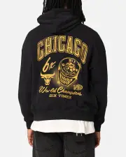 [MITCHELL & NESS] Mitchell & Ness Chicago Bulls Rings Hoodie Faded Black - Size L L Faded Black