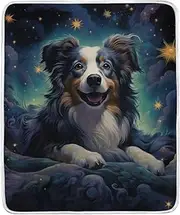 WOIWB Throw Blanket-Painting Dog Sitting Cloud, Soft Comfort Fuzzy Blanket Single-Side Blanket for Bed Couch Sofa 80x60 inches