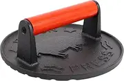 Hoement Cast Iron Burger Press with Wooden Handle Non-stick Meat Smasher for Griddles Grills Manual Operation Cooking Tool for Bacon Ground Beef and Smash Burgers