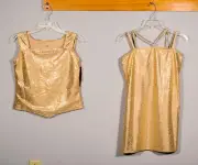 NEW Set of 2 Body Wrappers Shiny Gold Metallic 7853 7851 Dance Tops Dress Sz XL
