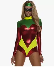 SALE ~ Forplay Astonishing Accomplice Bodysuit Superhero Metallic Robin Costume