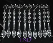 20 PCS ACRYLIC HANGING CRYSTALS ORNAMENTS WITH TEARDOP PRISMS & SPIRAL HOOKS