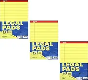 E-CLIPS USA Notepads, Legal Pads, Note Pads 8.5 x 11, Legal Wide Rule Notepad, Canaray Yellow, Chipboard Back, Writing Pad, Office Supplies, 50 Sheets Per Pad (3 Pack)
