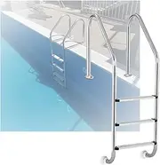 Swimming Pool Ladder,with 2/3 Step Stainless Steel Stairs,Weight Capacity 550 Lbs,Safe and Stable for Water Park Open Air Bath(3-steps1.2mm)