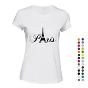 Paris Black Silhouette Eiffel Tower France Art Ladies Women T Shirt Tee Top