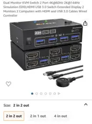 NEW Dual Monitor KVM Switch 2 Port 4K@60Hz 2K@144Hz 2 In 2 Out
