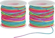 Bracelet Cord Elastic Cord, 2 Rolls 100m Rainbow 0.8MM Stretch Cord, Rainbow Elastic Bracelet Cord Cord for Clay Beads, Bracelets, Jewelry Making, Necklaces, Sewing and Crafts