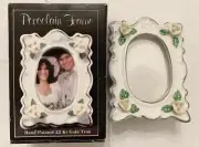 Picture Frame Porcelain Yellow Rose Oval 3x2.5”