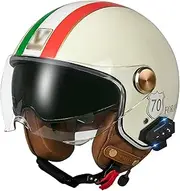 Bluetooth Jet Motorcycle Helmet Motocross Helmet Open Scooter Helmet with Dual Visor Anti-Fog DOT/ECE Approved Motorcycle Helmet with Built-in Microphone