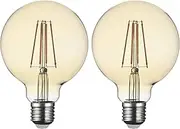 [SD LUX] LED Light Bulb Base E27 Globe G95, 8 W 850 Lumen Filament Bulbs, Replaces 75 W Filament Bulb, 2700 K Warm White Bulbs, Screw Edison Lamp, Not Dimmable, Pack of 2 (Amber)