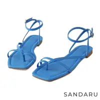 在飛比找momo購物網優惠-【SANDARU 山打努】涼鞋 細帶層次交叉套指平底涼鞋(藍