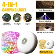 10M Portable Camping String Lights Retractable USB Rechargeable Lamps Waterproof