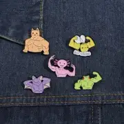 Muscular Animals 5 Enamel Pins - Ripped Buff Muscle Frog Axolotl Cat Bee Bat