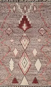 Geometric Tribal Moroccan Oriental Area Rug Hand-knotted Plush Wool Carpet 4'x7'