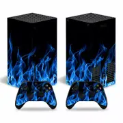 Blue Flame Fire Vinyl Skin Sticker for Xbox Series X Console Controllers decal