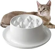 Upgraded Slow Feeder Cat Bowls, Fun Pet Feeder Bowl Stopper,Interactive Bloat Stop Cat Feeder,Durable and Prevents Obesity Improves Digestion Pet Bowl (White, Raised Fish Bone Design)
