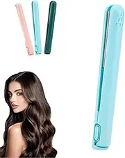 Mini Dual-Purpose Curling Iron, Dual Glam Curling Wand & Flat Iron Hair Straightener for All Hair Types (Blue)