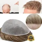 Mens Toupee Invisible Real Human Hairpiece Full Poly Thin Skin PU Wigs 8x10