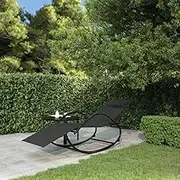Generic Rocking Sun Lounger Black Steel and Textilene